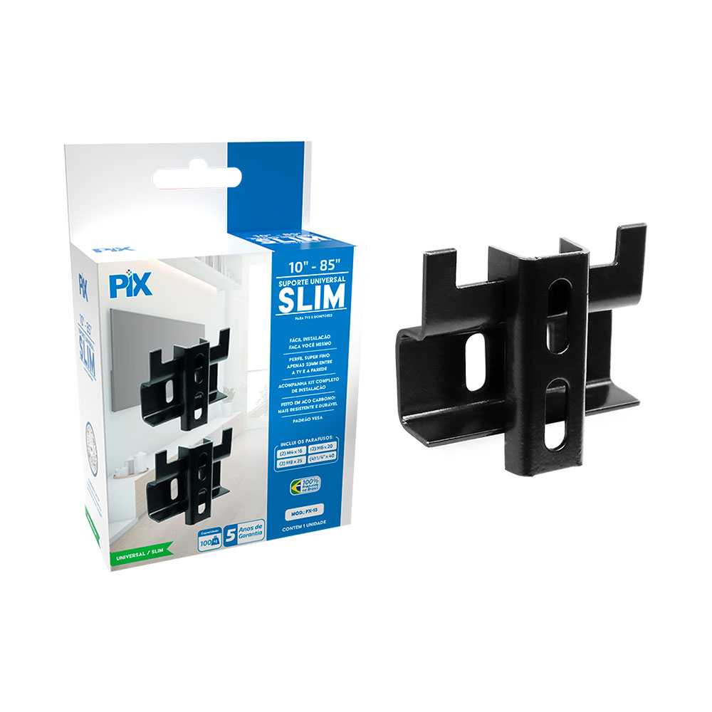 Mostrar detalhes de SUPORTE TV FIXO UNIVERSAL 10" A 85" SLIM PIX - 079-0023 Imagem de SUPORTE TV FIXO UNIVERSAL 10" A 85" SLIM PIX - 079-0023