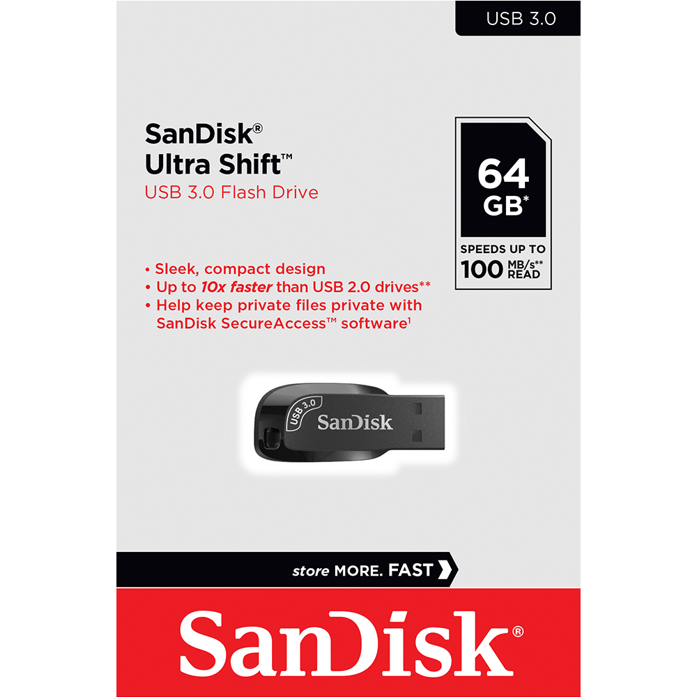 Mostrar detalhes de PEN DRIVE SANDISK ULTRA SHIFT 64GB USB 3.0 - SDCZ410-64G-G46 Imagem de PEN DRIVE SANDISK ULTRA SHIFT 64GB USB 3.0 - SDCZ410-64G-G46