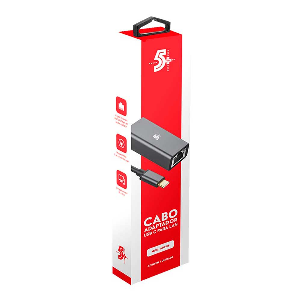 Imagem de CABO ADAPTADOR USB C PARA LAN 10/100/1000MBPS 5+ - 018-7550