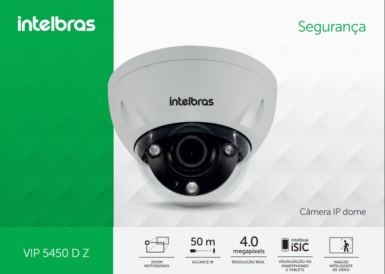 Imagem de CAMERA IP 4MP DOME VARIFOCAL IR 50M VIP 5450 D Z POE IP67 OUTDOOR INTELBRAS