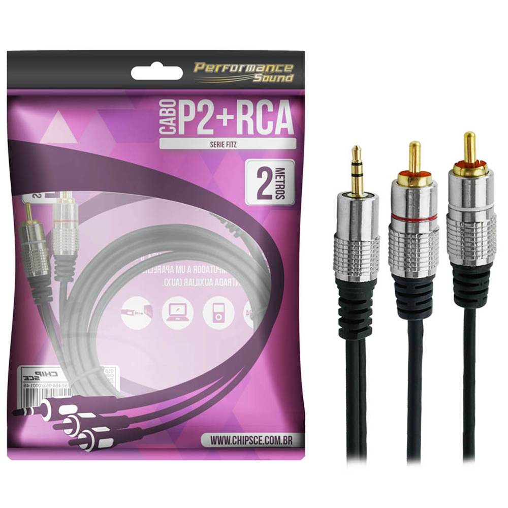 Mostrar detalhes de CABO AUDIO ESTEREO P2 X 2RCA 2MTS PRETO PIX - 018-0702 Imagem de CABO AUDIO ESTEREO P2 X 2RCA 2MTS PRETO PIX - 018-0702