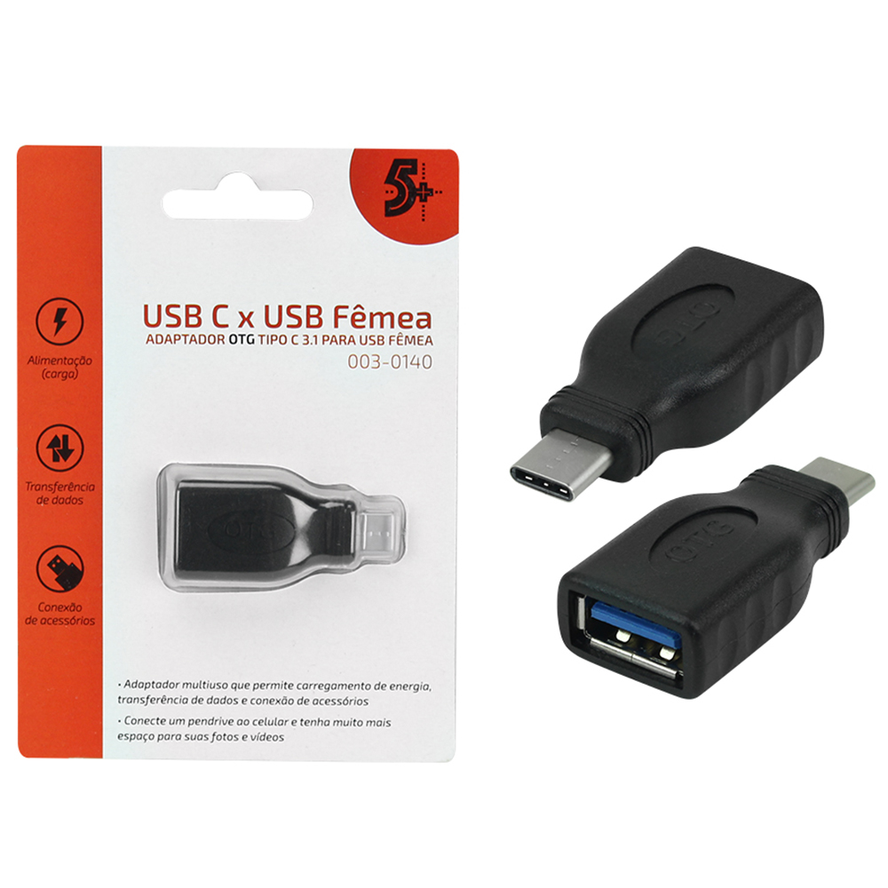 Mostrar detalhes de ADAPTADOR OTG TIPO C 3.1 PARA USB FEMEA PRETO 5+ - 003-0140 Imagem de ADAPTADOR OTG TIPO C 3.1 PARA USB FEMEA PRETO 5+ - 003-0140