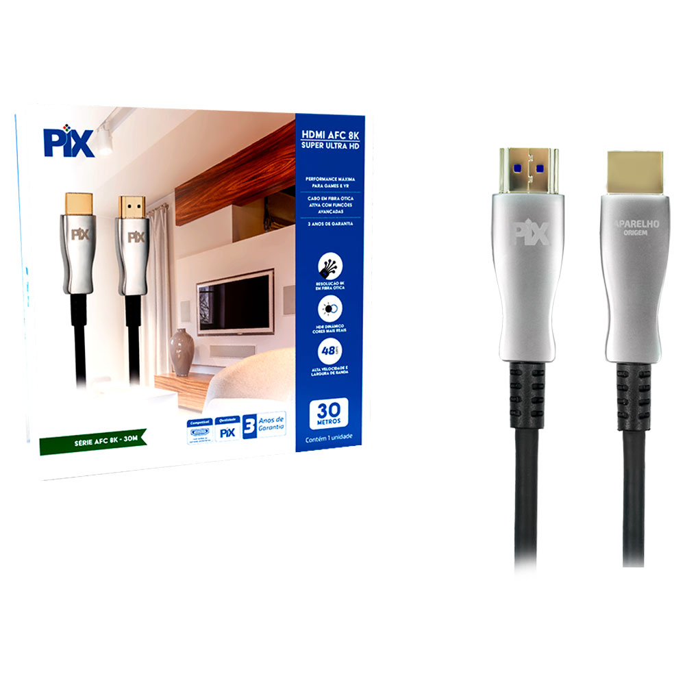 Mostrar detalhes de CABO HDMI 2.1 - 8K HDR - 32AWG - 30M - FIBRA OTICA ATIVA (USO INTERNO) Imagem de CABO HDMI 2.1 - 8K HDR - 32AWG - 30M - FIBRA OTICA ATIVA (USO INTERNO)