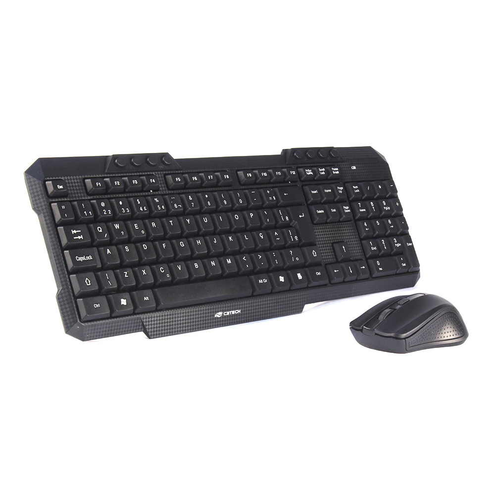 Mostrar detalhes de KIT MOUSE E TECLADO C3PLUS SEM FIO USB PTO - K-W10BK Imagem de KIT MOUSE E TECLADO C3PLUS SEM FIO USB PTO - K-W10BK
