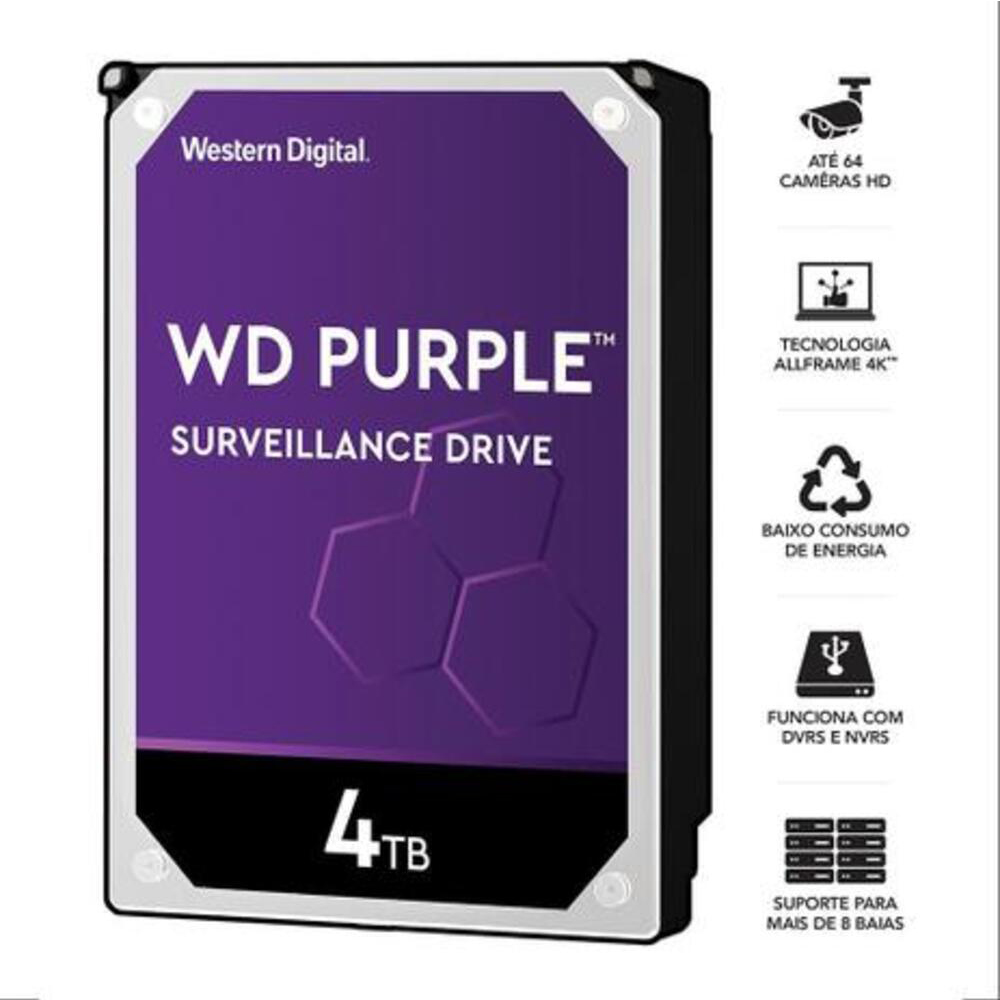 Mostrar detalhes de HDD WD PURPLE 4 TB PARA SEGURANCA / VIGILANCIA / DVR - WD43PURZ Imagem de HDD WD PURPLE 4 TB PARA SEGURANCA / VIGILANCIA / DVR - WD43PURZ