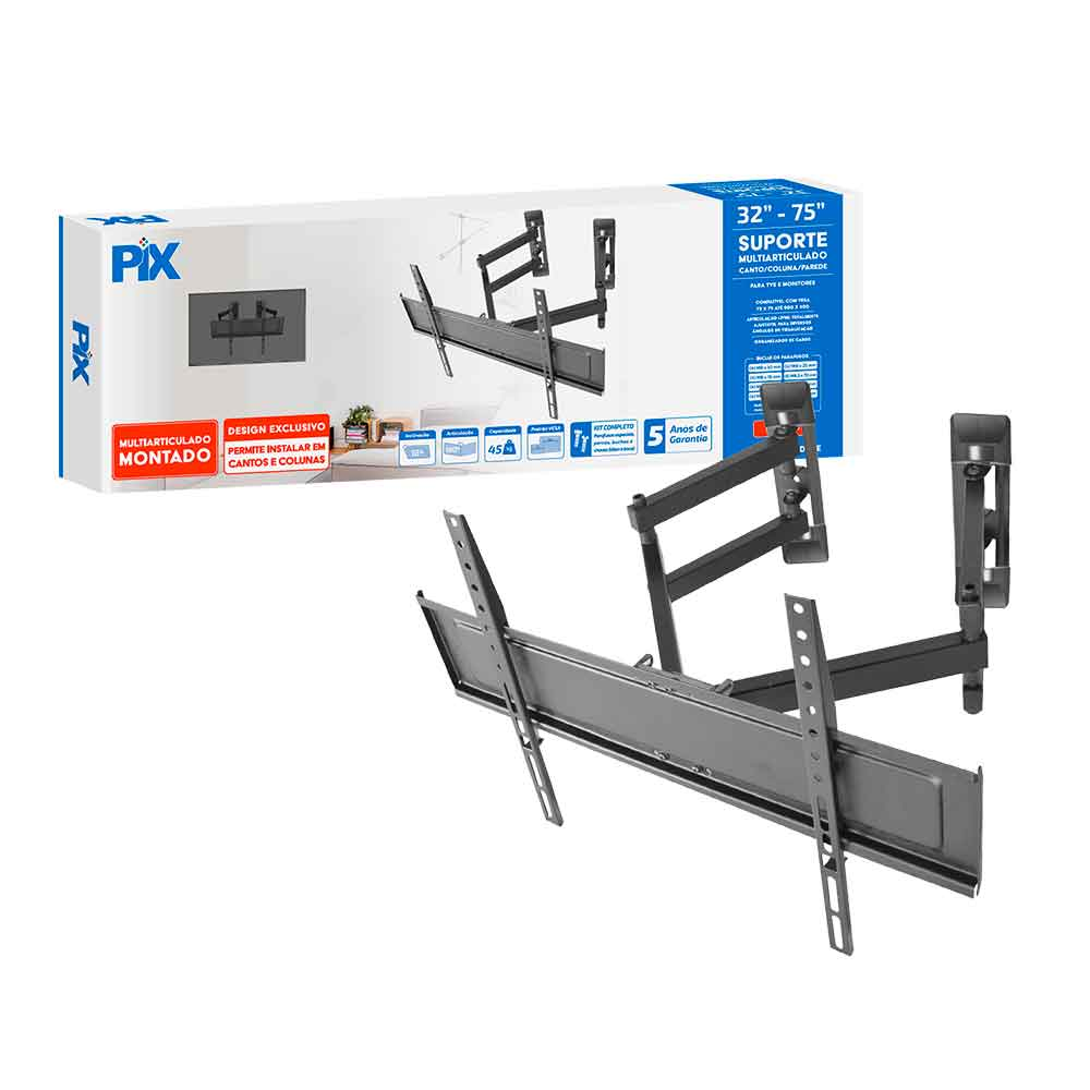 Imagem de SUPORTE TV MULTI-ARTICULADO 32" A 75" MONTADO PIX - 079-0057