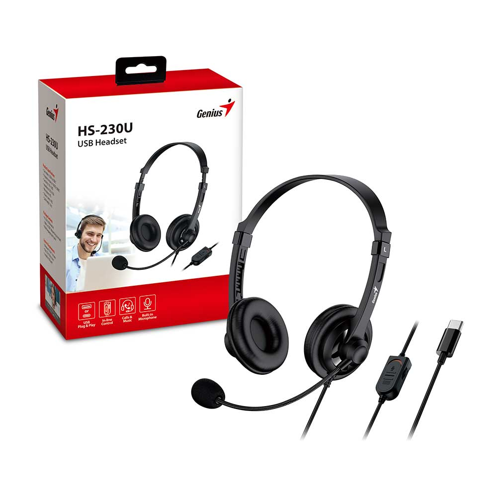 Mostrar detalhes de FONE DE OUVIDO MIC GENIUS HS-230U USB-C Imagem de FONE DE OUVIDO MIC GENIUS HS-230U USB-C