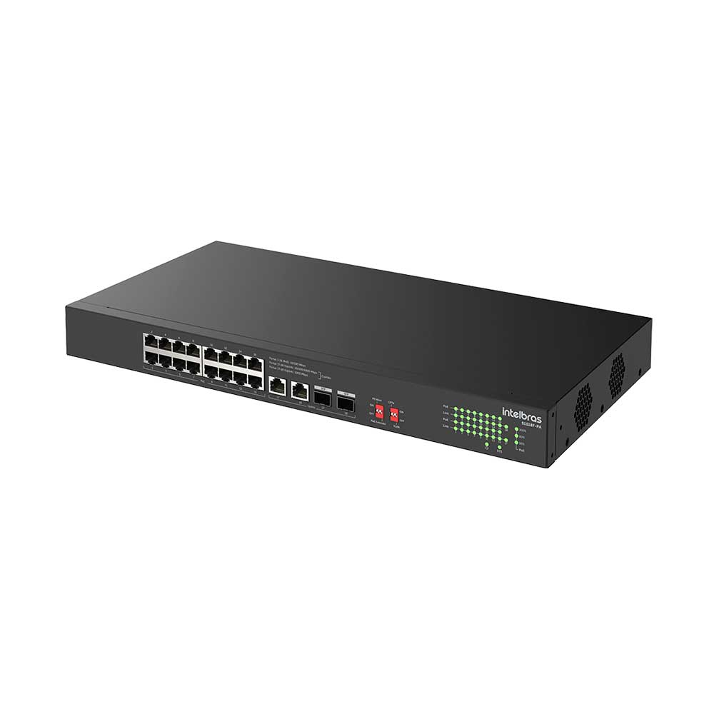 Imagem de SWITCH INTELBRAS 16 PORTAS FAST POE MAIS 4 PORTAS GIGABIT SENDO 2 PORTAS COMBO SFP S1118F-PA-4760128