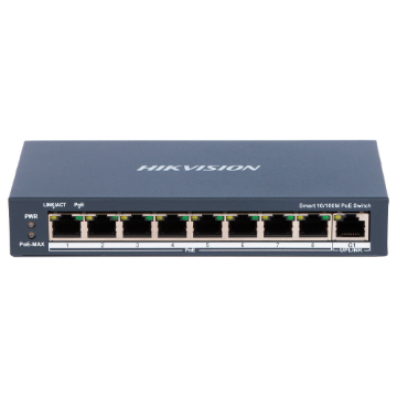 Imagem de SWITCH L2 SMART HIKVISION DS-3E1309P-EI/M 9 PORTAS 8 FAST 10/100 WATCHDOG POE ATIVO 802.3 AF/AT 1 PORTAS UPLINK RJ45