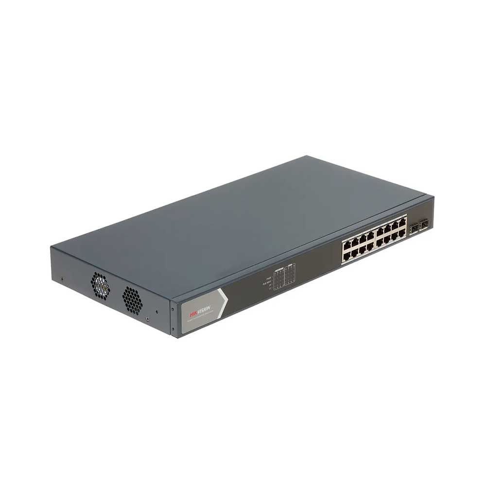 Imagem de SWITCH L2 HIKVISION DS-3E0518P-E/M 18 PORTAS GIGABIT 16 POE ATIVO 802.3 AF/AT 2 PORTAS UPLINK GBIC SFP FIBRA