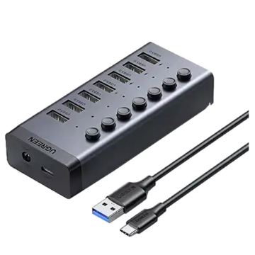 Imagem de HUB USB-C COM 7 PORTAS USB-A 3.0 SENDO 4 12V/2A - CM481