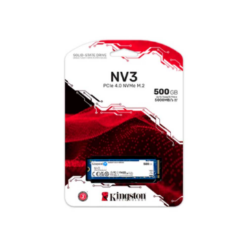 Mostrar detalhes de SSD KINGSTON NV3 500GB M.2 2280 NVME PCIE 4.0 - SNV3S/500G Imagem de SSD KINGSTON NV3 500GB M.2 2280 NVME PCIE 4.0 - SNV3S/500G