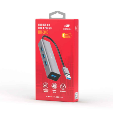 Mostrar detalhes de HUB USB C3TECH 3.0 4 PORTAS HU-340GY CINZA Imagem de HUB USB C3TECH 3.0 4 PORTAS HU-340GY CINZA