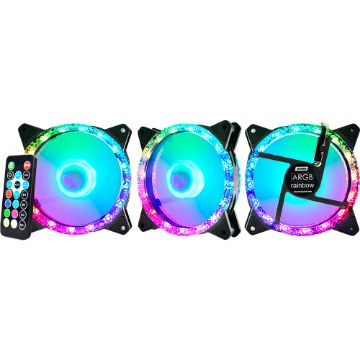 Mostrar detalhes de KIT COOLER K-MEX AABDK1 ARGB STAR C/ 3 FANS 120X120X25MM + CONTROLE - AABDK136FTIKB0X Imagem de KIT COOLER K-MEX AABDK1 ARGB STAR C/ 3 FANS 120X120X25MM + CONTROLE - AABDK136FTIKB0X