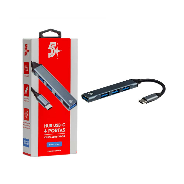 Imagem de HUB USB-C 4 PORTAS 5+ - 018-7457
