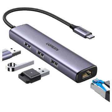 Imagem de HUB USB UGREEN 4 EM 1 USB-C COM 3 PORTAS USB-A 3.0 E RJ45 - CM475
