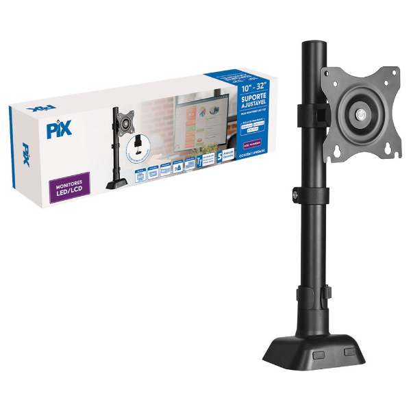 Imagem de SUPORTE MONITOR AJUSTAVEL PARA 1 MONITOR 10" A 32" PIX - 079-0073