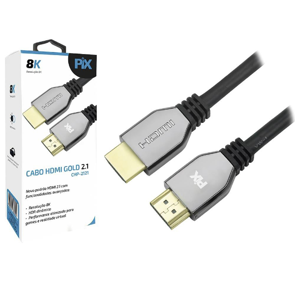 Imagem de CABO HDMI 2.1  8K HDR 19P 1.5M PIX - 018-2121