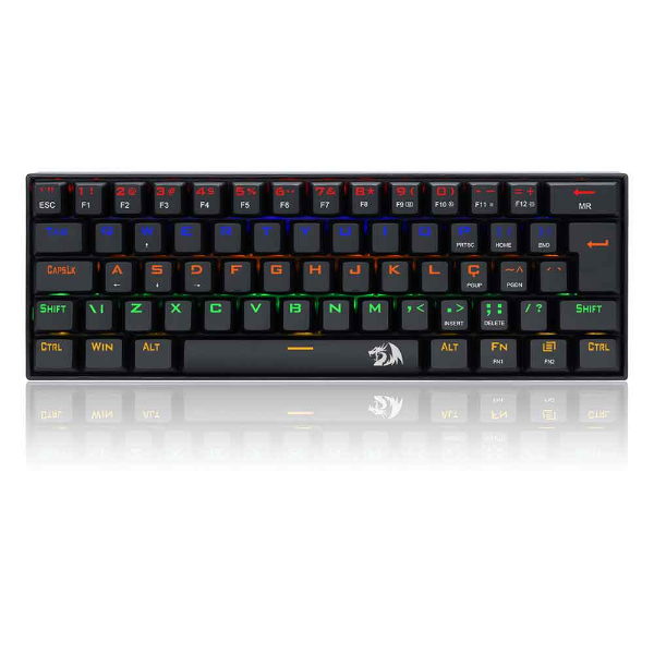 Imagem de TECLADO GAMER MECANICO LAKSHMI RAINBOW PRETO SWITCH VERMELHO K606R (PT-RED)