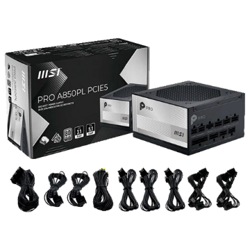 Imagem de FONTE DE ALIMENTACAO MSI 850W PRO A850PL PCIE5 80 PLUS PLATINUM FULL MODULAR ATX PCIE 5.0 - 306-7ZPL
