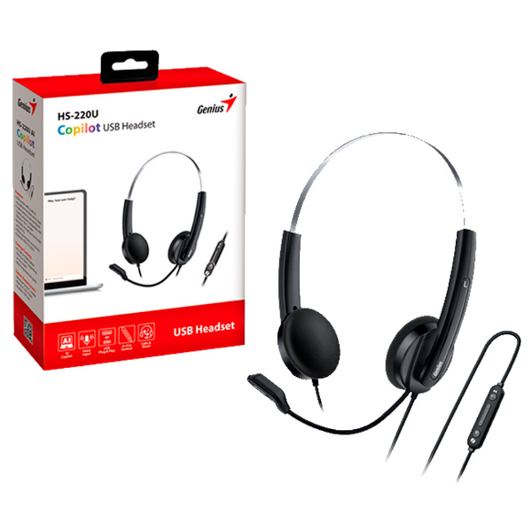 Imagem de FONE DE OUVIDO MIC GENIUS HS-220U USB COM SUPORTE AO COPILOT