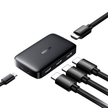 Imagem de SWITCH HDMI UGREEN COM 3 ENTRADAS HDMI E 1 SAIDA HDMI COM CONTROLE REMOTO - CM332