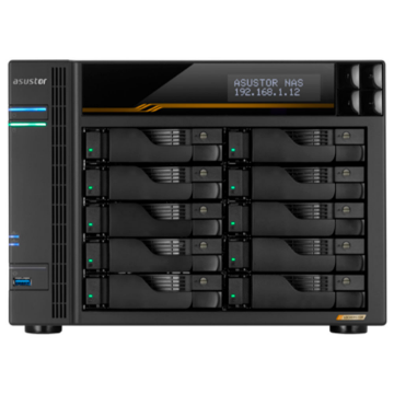 Imagem de STORAGE NAS ASUSTOR TORRE S/HD 10 BAIAS AMD RYZEN V3C14 2 PORTAS LAN 5GB E 2 10GB - AS6810T-BR