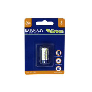 Mostrar detalhes de BATERIA CR123 3V LITIO GREEN - 013-9123 Imagem de BATERIA CR123 3V LITIO GREEN - 013-9123