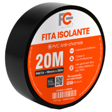 Imagem de FITA ISOLANTE PROFISSIONAL ANTI CHAMAS 20M FCFT002 FC FONTES