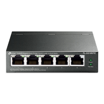 Mostrar detalhes de SWITCH GIGABIT EASY SMART TP-LINK TL-SG105PE DE 5 PORTAS COM 4 PORTAS POE+ Imagem de SWITCH GIGABIT EASY SMART TP-LINK TL-SG105PE DE 5 PORTAS COM 4 PORTAS POE+