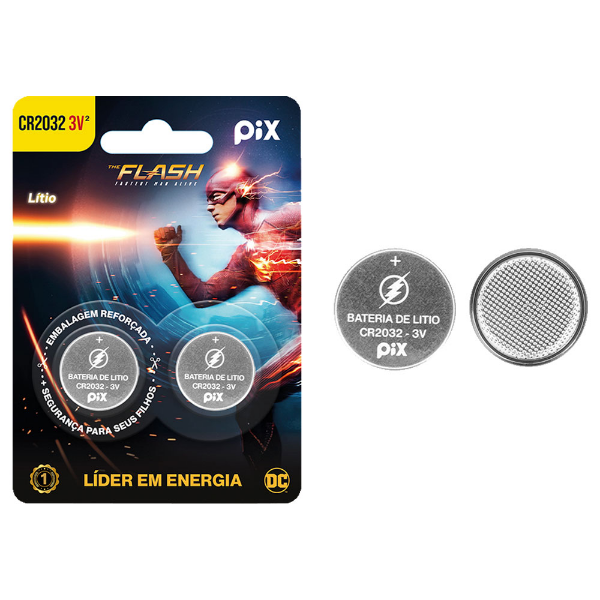 Imagem de BATERIA CR2032 3V LITIO MANGANES BLISTER C/ 2 PECAS PIX - 013-6032