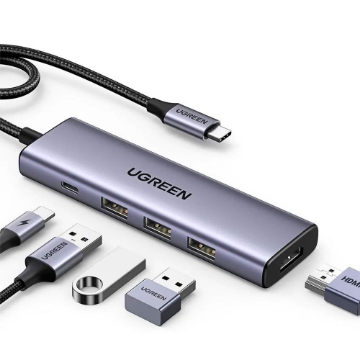 Mostrar detalhes de HUB USB UGREEN USB-C COM 3P USB-A 3.0/HDMI/USB-C 100W - CM511-15597 Imagem de HUB USB UGREEN USB-C COM 3P USB-A 3.0/HDMI/USB-C 100W - CM511-15597