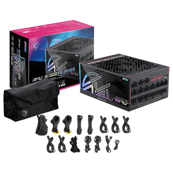 Imagem de FONTE DE ALIMENTACAO MSI 1300W MPG AI1300TS PCIE5 80 PLUS TITANIUM FULL MODULAR ATX 3.0 PCIE 5.0 306