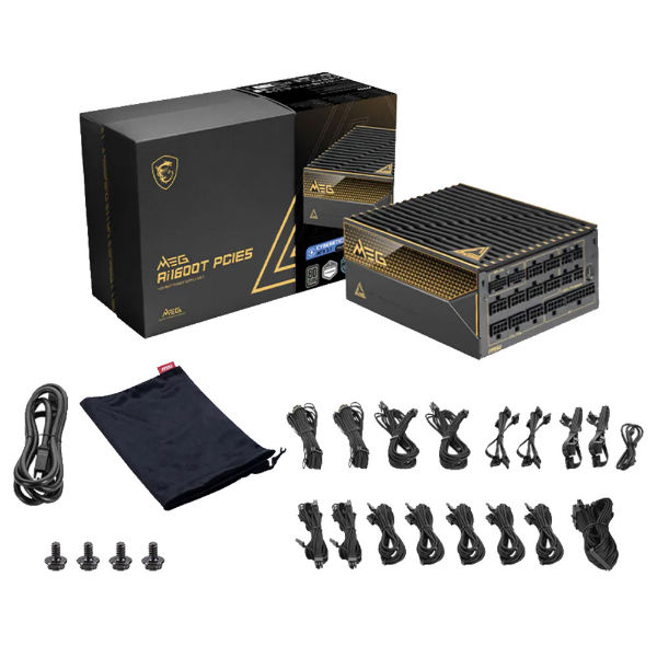 Imagem de FONTE DE ALIMENTACAO MSI 1600W MPG AI1600TS PCIE5 80 PLUS TITANIUM FULL MODULAR ATX 3.0 PCIE 5.0 306