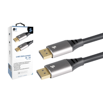Mostrar detalhes de CABO DISPLAYPORT M + DISPLAYPORT M 1.4 HBR 8K C/TRAVA 3M 5+ - 018-7500 Imagem de CABO DISPLAYPORT M + DISPLAYPORT M 1.4 HBR 8K C/TRAVA 3M 5+ - 018-7500