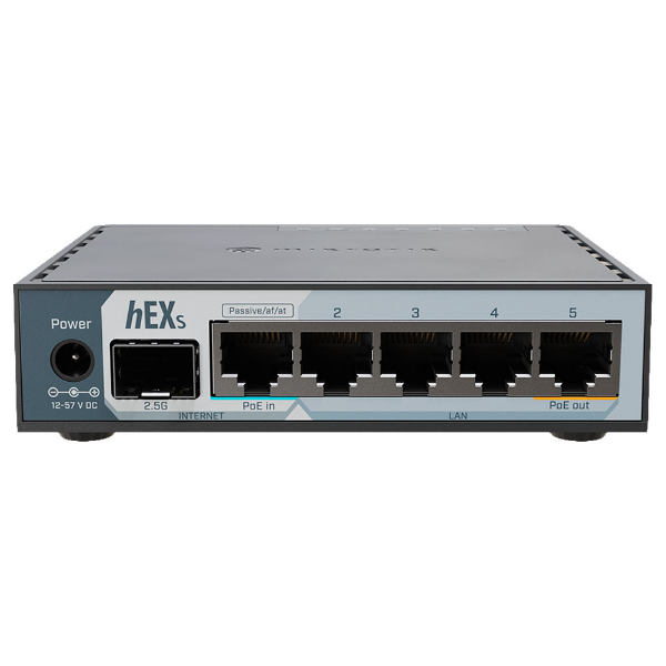 Imagem de ROTEADOR ROUTERBOARD HEX S 5 PORTAS GIGABIT + 1 PORTA SFP 2,5GB E60IUGS - MIKROTIK