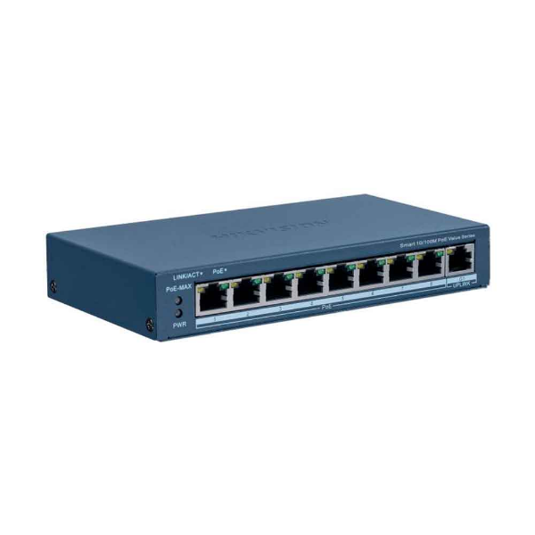 Imagem de SWITCH L2 SMART HIKVISION DS-3E1309P-EI/M 9 PORTAS 8 FAST 10/100 WATCHDOG POE ATIVO 802.3 AF/AT 1 PORTAS UPLINK RJ45