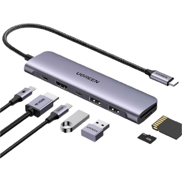 Mostrar detalhes de HUB USB UGREEN COM 2P USB-A/HDMI/USB-C/USB-C 100W/SD/TF - CM195 Imagem de HUB USB UGREEN COM 2P USB-A/HDMI/USB-C/USB-C 100W/SD/TF - CM195