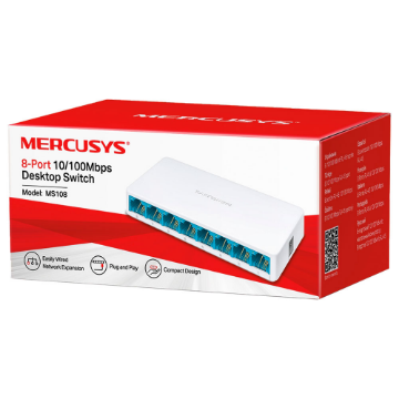 Mostrar detalhes de SWITCH 8 PORTAS 10/100MBPS MERCUSYS MS108 Imagem de SWITCH 8 PORTAS 10/100MBPS MERCUSYS MS108