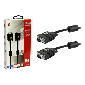 Mostrar detalhes de CABO VGA MACHO + VGA MACHO 2M C/FILTRO PRETO 5+ - 018-9572 Imagem de CABO VGA MACHO + VGA MACHO 2M C/FILTRO PRETO 5+ - 018-9572