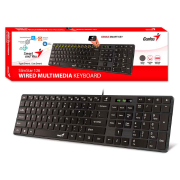 Imagem de TECLADO MULTIMIDIA GENIUS SLIMSTAR SS-126 USB PRETO ABNT 2
