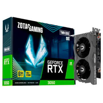 Mostrar detalhes de PLACA DE VIDEO ZOTAC GEFORCE RTX 3050 TWIN EDGE OC 6GB GDDR6 96BITS ZT-A30510H-10A Imagem de PLACA DE VIDEO ZOTAC GEFORCE RTX 3050 TWIN EDGE OC 6GB GDDR6 96BITS ZT-A30510H-10A