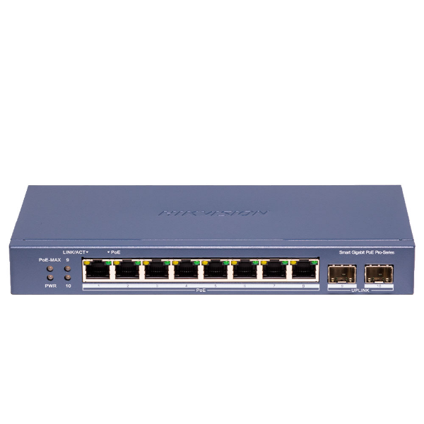 Imagem de SWITCH DS-3E1510P-SI-8P2F 8 PORTAS GIGABIT POE 2 PORTAS UPLINK 802.3 AF/AT HIKVISION 