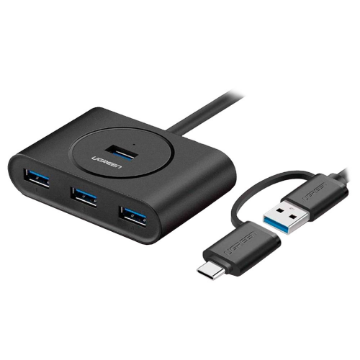 Mostrar detalhes de HUB USB UGREEN COM 4 PORTAS USB-A E USB-A 3.0/USB-C MACHO 1M - CR113 Imagem de HUB USB UGREEN COM 4 PORTAS USB-A E USB-A 3.0/USB-C MACHO 1M - CR113