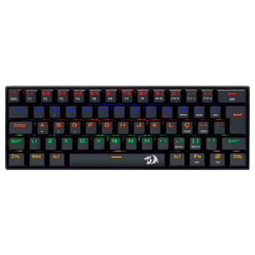 Imagem de TECLADO GAMER MECANICO LAKSHMI RAINBOW PRETO SWITCH VERMELHO K606R (PT-RED)