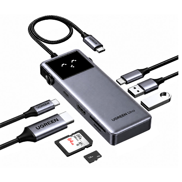 Imagem de HUB USB UGREEN 7 EM 1 COM 2P USB-A/HDMI/USB-C/USB-C 100W/SD/TF - CM889