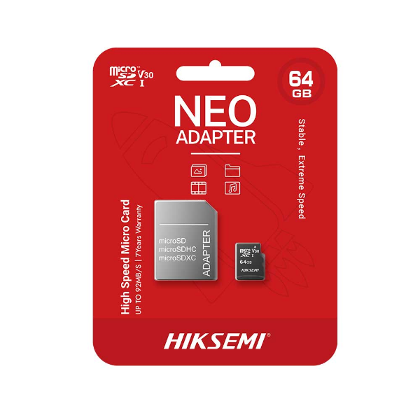 Imagem de CARTAO DE MEMORIA SD HIKSEMI CLASS 10UHS-I 64GB MICRO+ADAPTADOR - HS-TF-C1/64G/ADAPTER