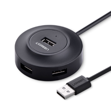 Mostrar detalhes de HUB USB UGREEN COM 4P USB 2.0 COM CABO DE 1M PRETO - CR106 Imagem de HUB USB UGREEN COM 4P USB 2.0 COM CABO DE 1M PRETO - CR106